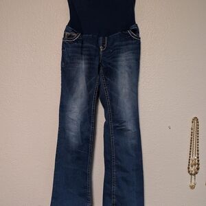 Wallflower Maternity Jeans Size Medium Dark blue flare Leg
